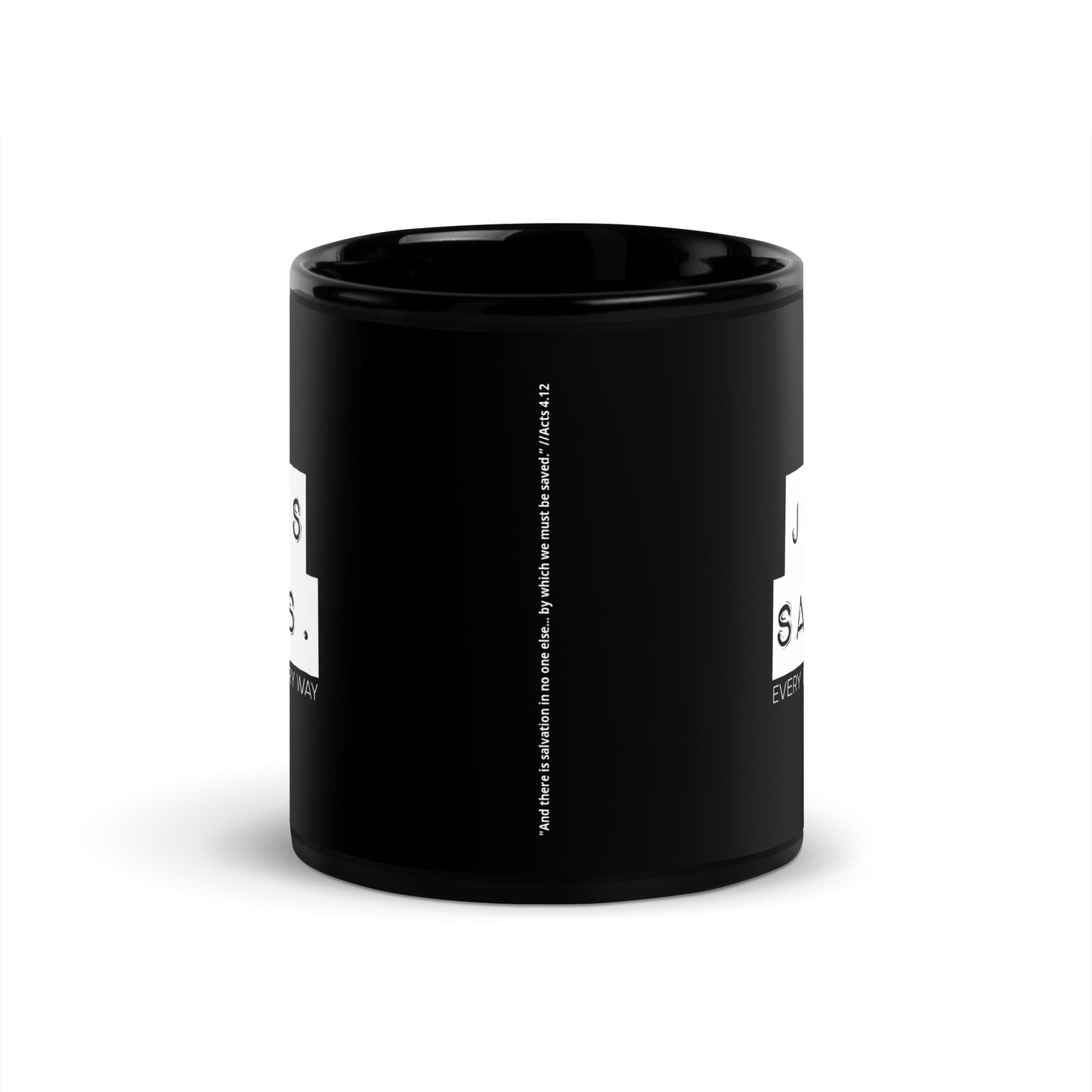 Jesus Saves. Black Glossy Mug
