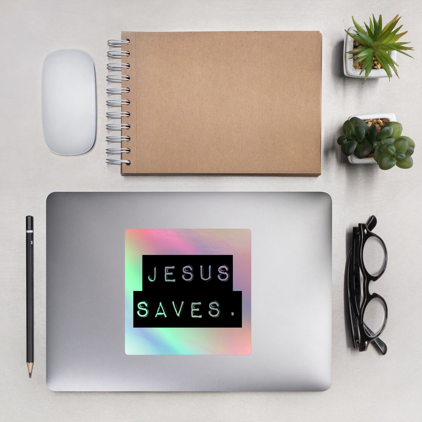Jesus Saves. Holographic Sticker