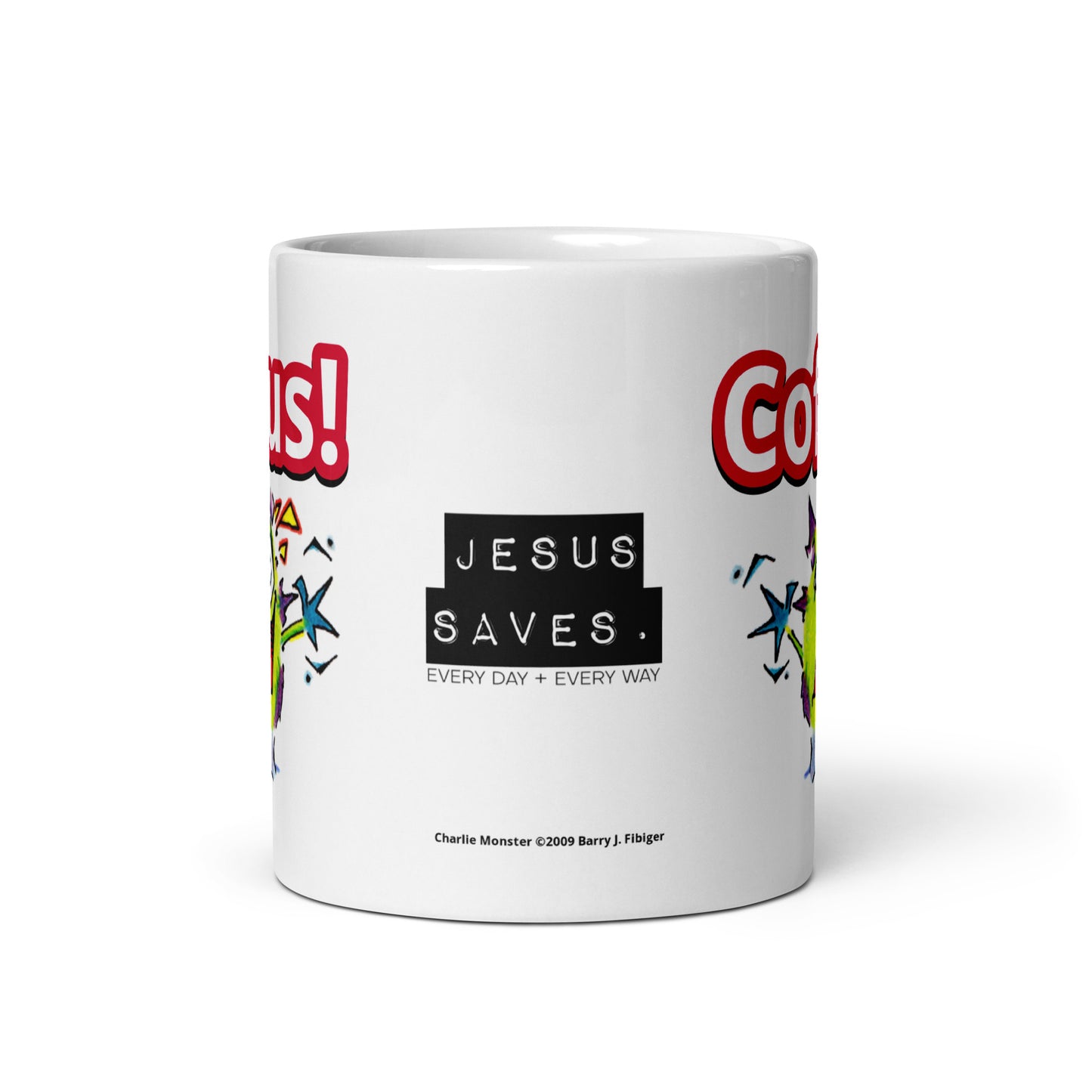 Jesus and Coffee! Charlie Monster White glossy mug