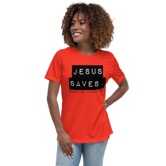 Jesus Saves. Women's Relaxed T-Shirt