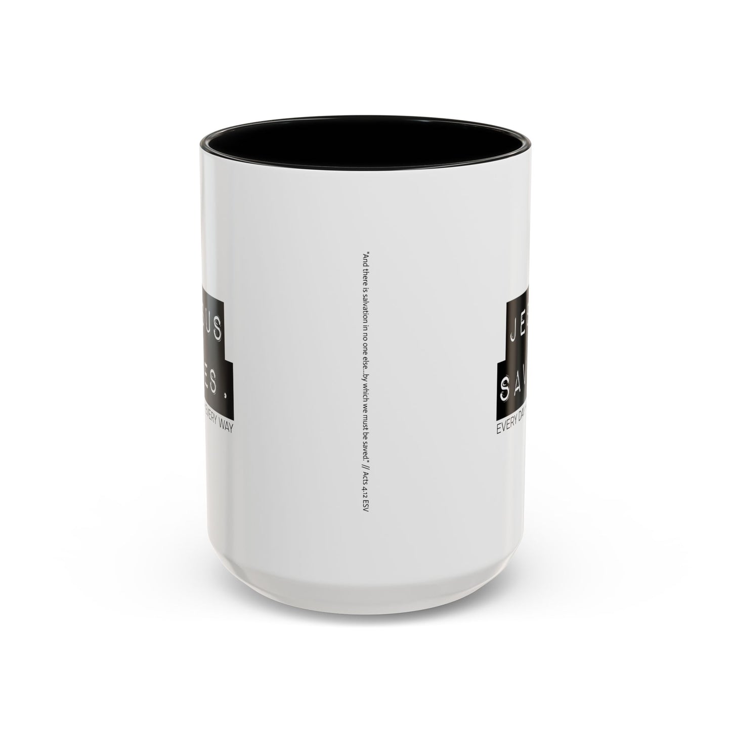 Jesus Saves Accent Coffee Mug — Inspirational Christian Coffee Cup (11/15oz)