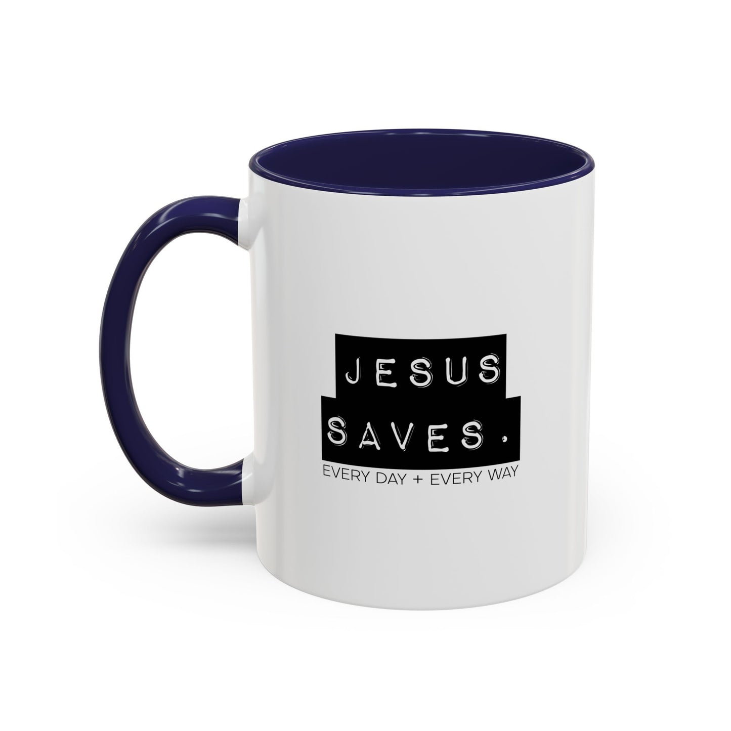 Jesus Saves Accent Coffee Mug — Inspirational Christian Coffee Cup (11/15oz)