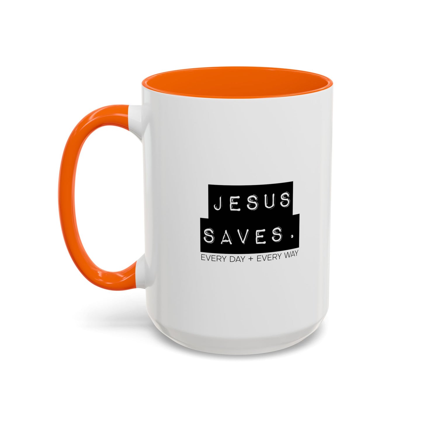 Jesus Saves Accent Coffee Mug — Inspirational Christian Coffee Cup (11/15oz)