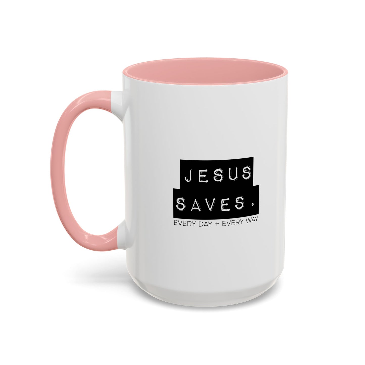 Jesus Saves Accent Coffee Mug — Inspirational Christian Coffee Cup (11/15oz)