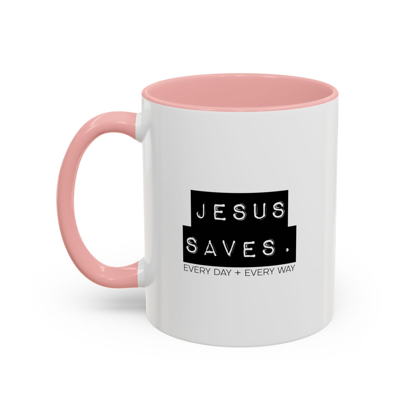 Jesus Saves Accent Coffee Mug — Inspirational Christian Coffee Cup (11/15oz)