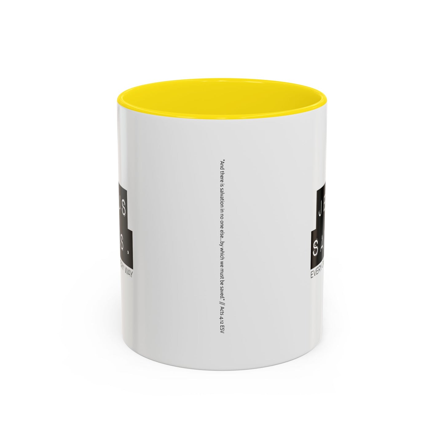 Jesus Saves Accent Coffee Mug — Inspirational Christian Coffee Cup (11/15oz)