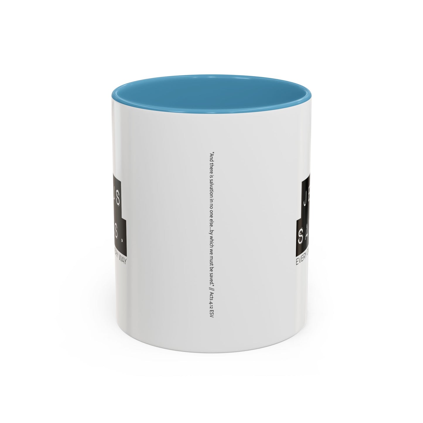 Jesus Saves Accent Coffee Mug — Inspirational Christian Coffee Cup (11/15oz)