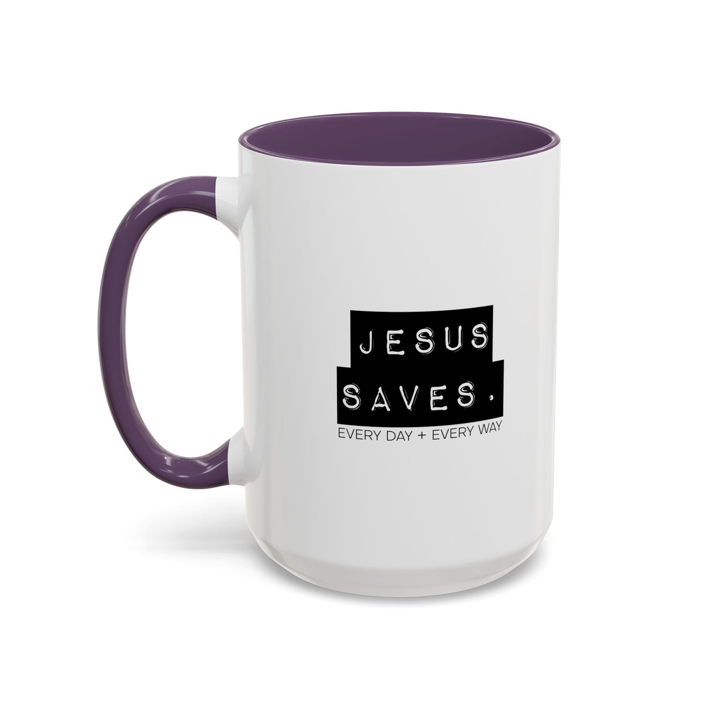Jesus Saves Accent Coffee Mug — Inspirational Christian Coffee Cup (11/15oz)