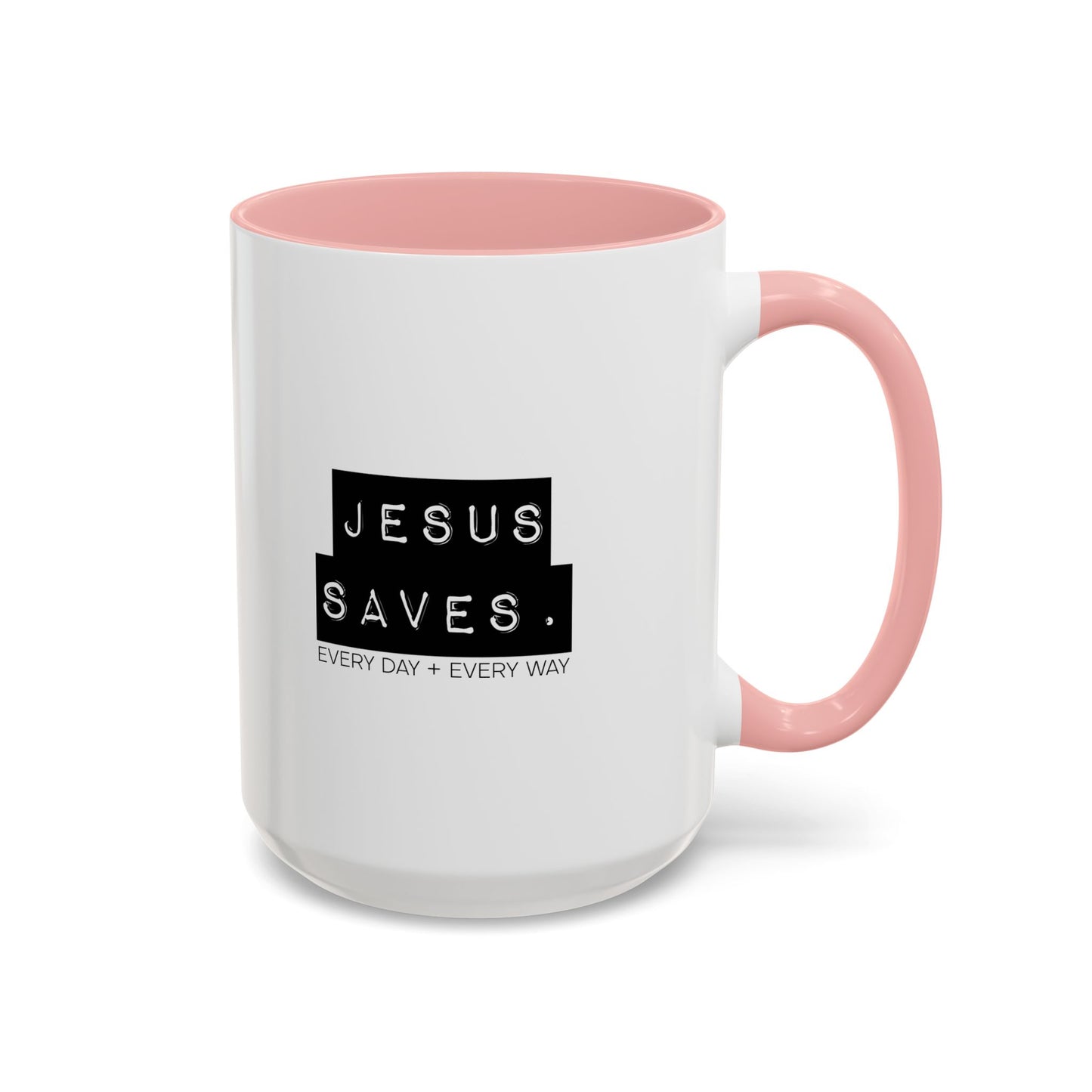 Jesus Saves Accent Coffee Mug — Inspirational Christian Coffee Cup (11/15oz)