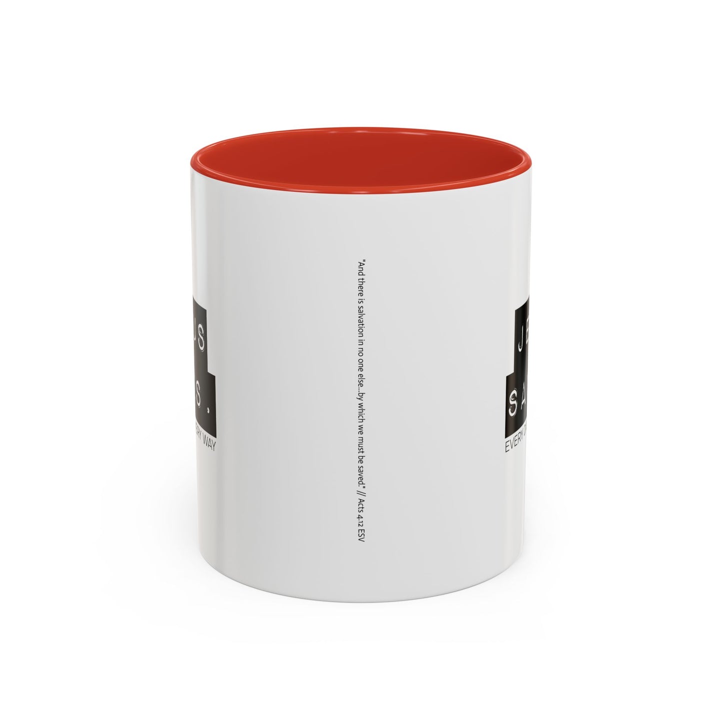 Jesus Saves Accent Coffee Mug — Inspirational Christian Coffee Cup (11/15oz)