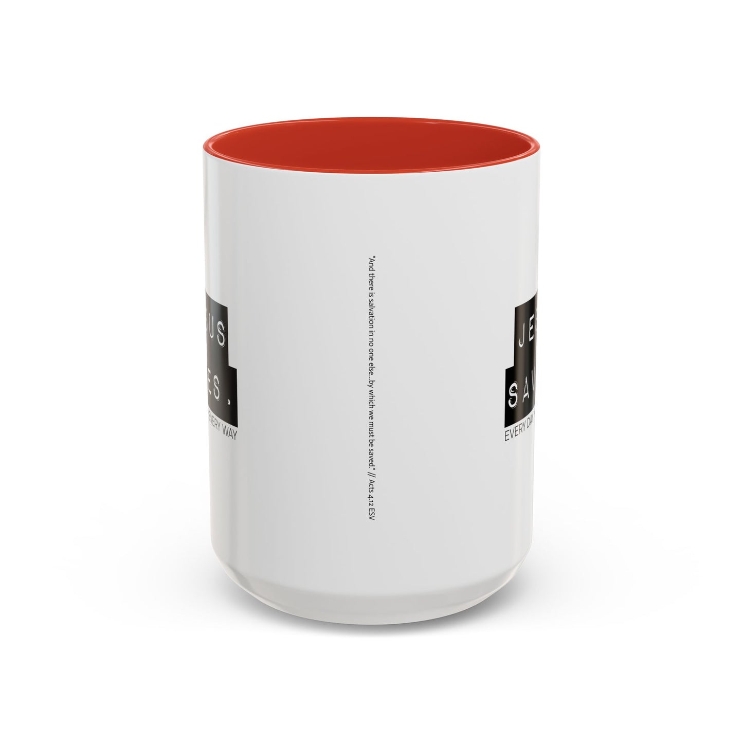 Jesus Saves Accent Coffee Mug — Inspirational Christian Coffee Cup (11/15oz)