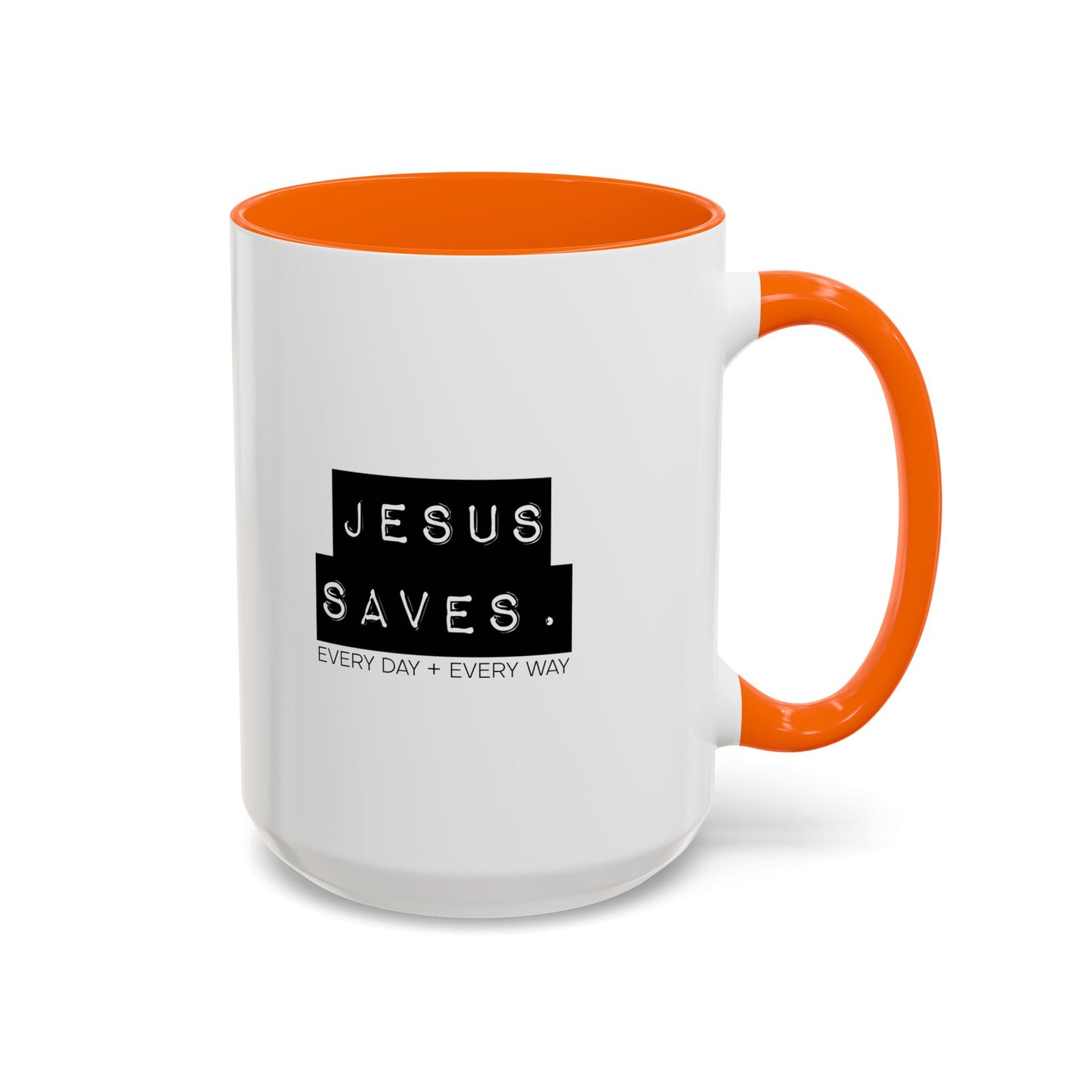 Jesus Saves Accent Coffee Mug — Inspirational Christian Coffee Cup (11/15oz)