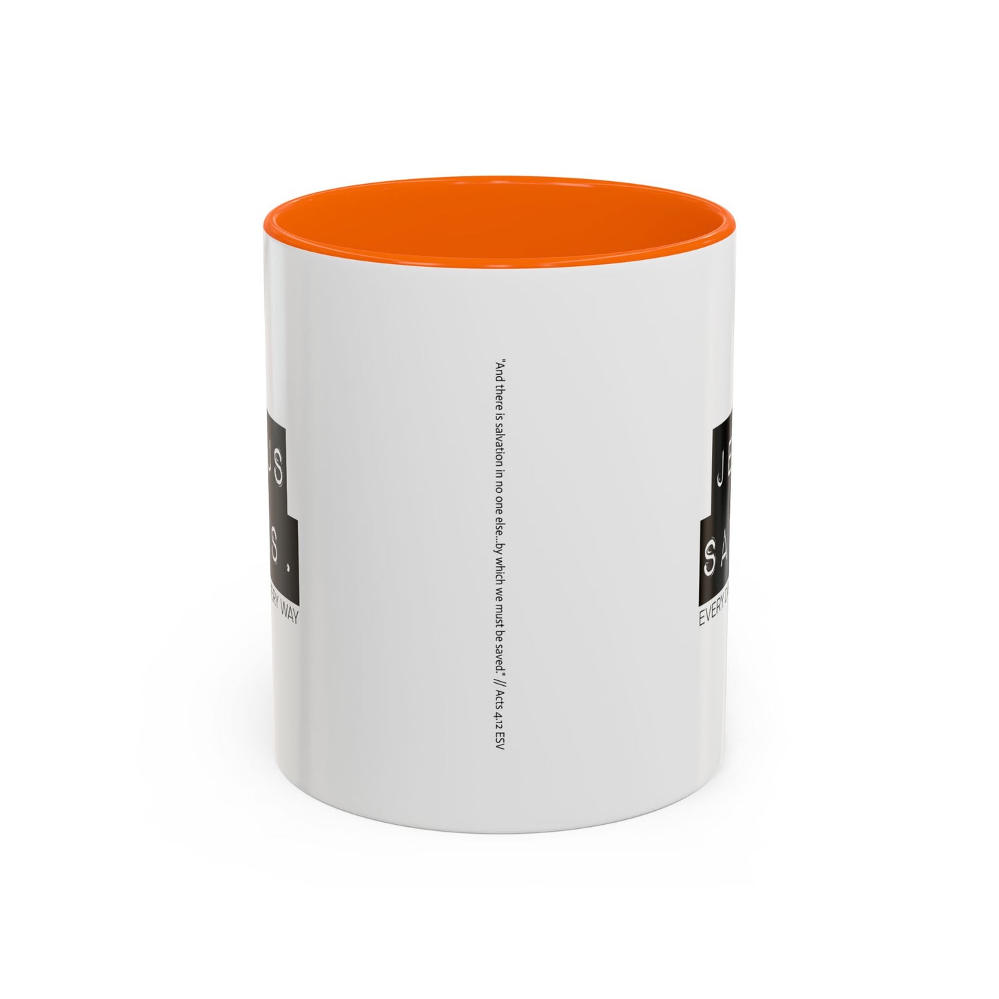 Jesus Saves Accent Coffee Mug — Inspirational Christian Coffee Cup (11/15oz)