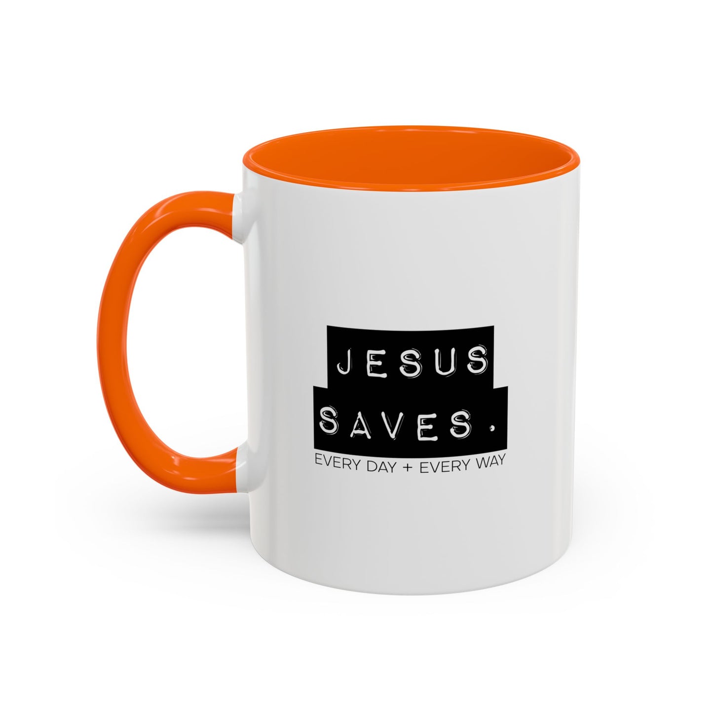 Jesus Saves Accent Coffee Mug — Inspirational Christian Coffee Cup (11/15oz)