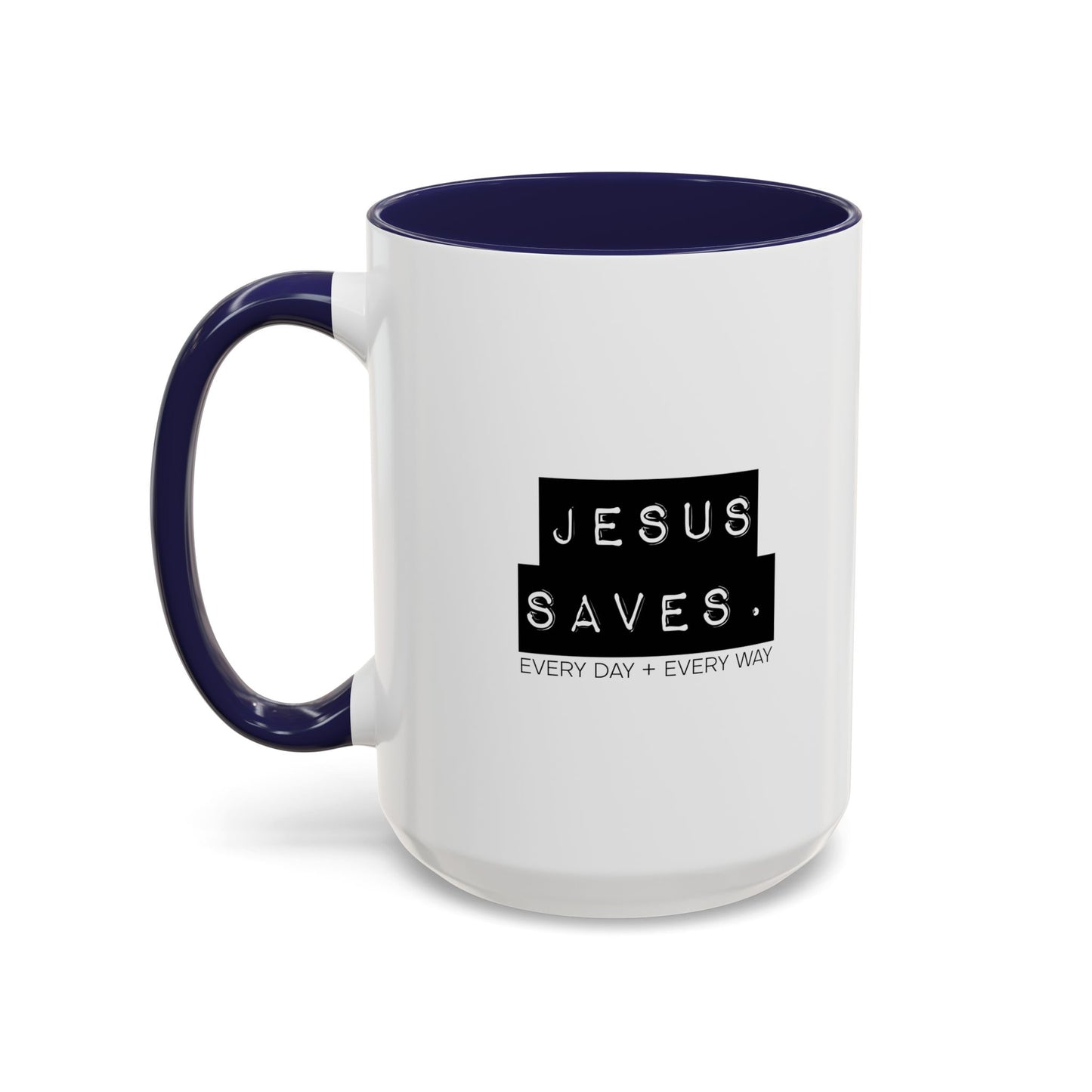 Jesus Saves Accent Coffee Mug — Inspirational Christian Coffee Cup (11/15oz)