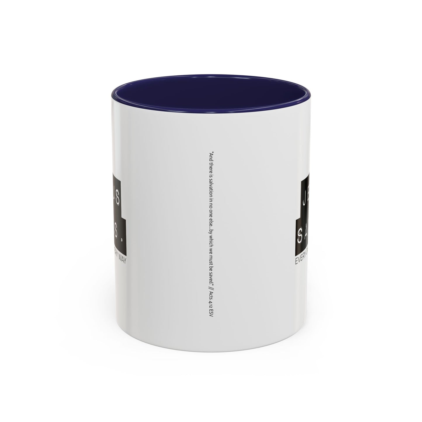 Jesus Saves Accent Coffee Mug — Inspirational Christian Coffee Cup (11/15oz)