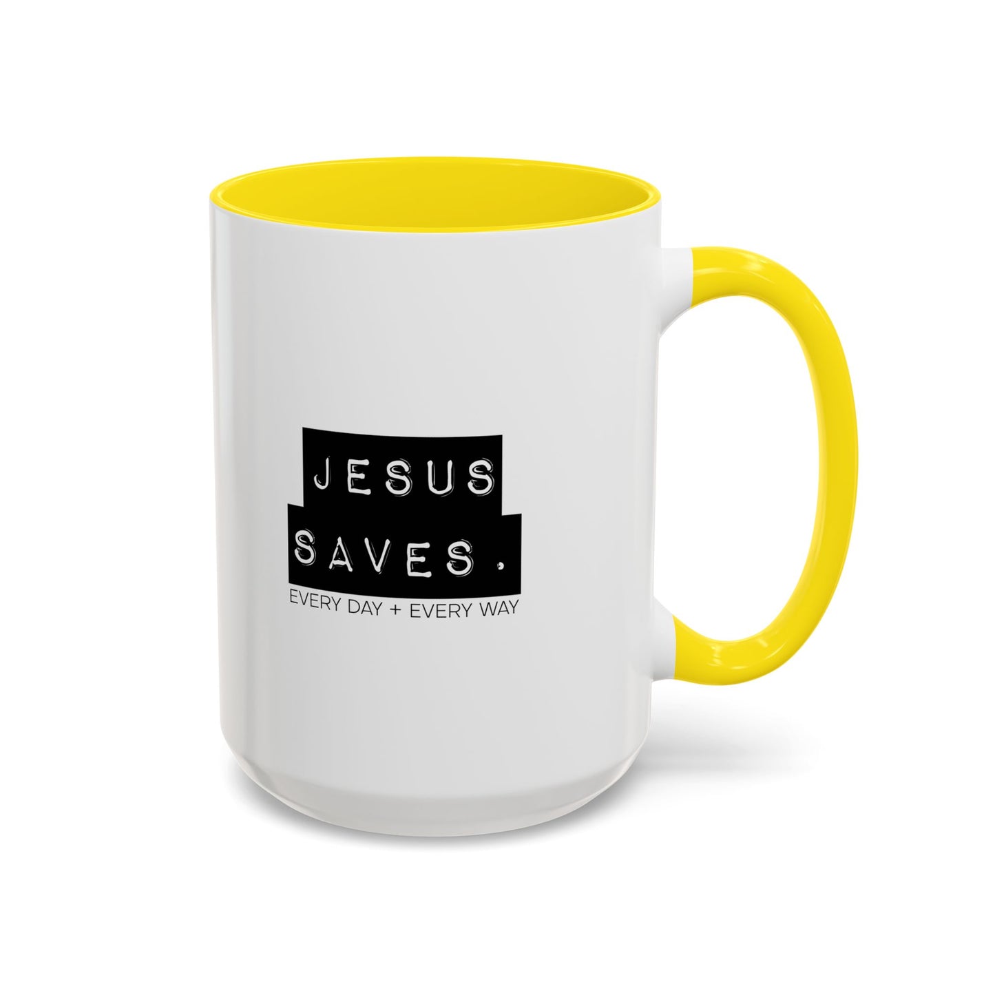 Jesus Saves Accent Coffee Mug — Inspirational Christian Coffee Cup (11/15oz)