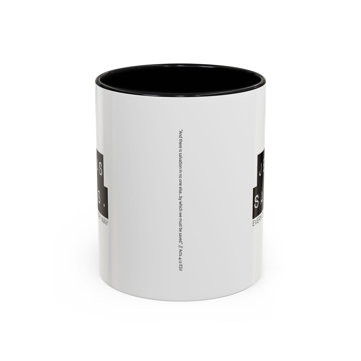 Jesus Saves Accent Coffee Mug — Inspirational Christian Coffee Cup (11/15oz)
