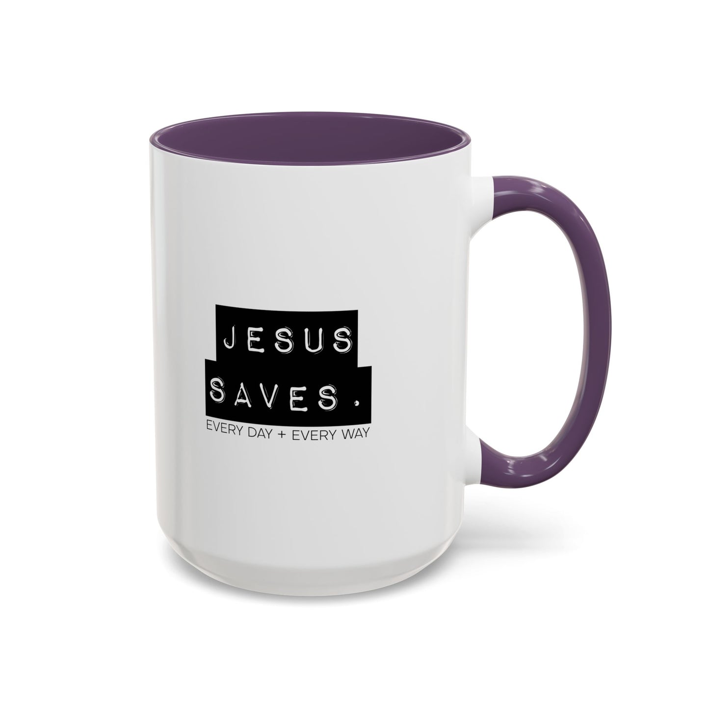 Jesus Saves Accent Coffee Mug — Inspirational Christian Coffee Cup (11/15oz)