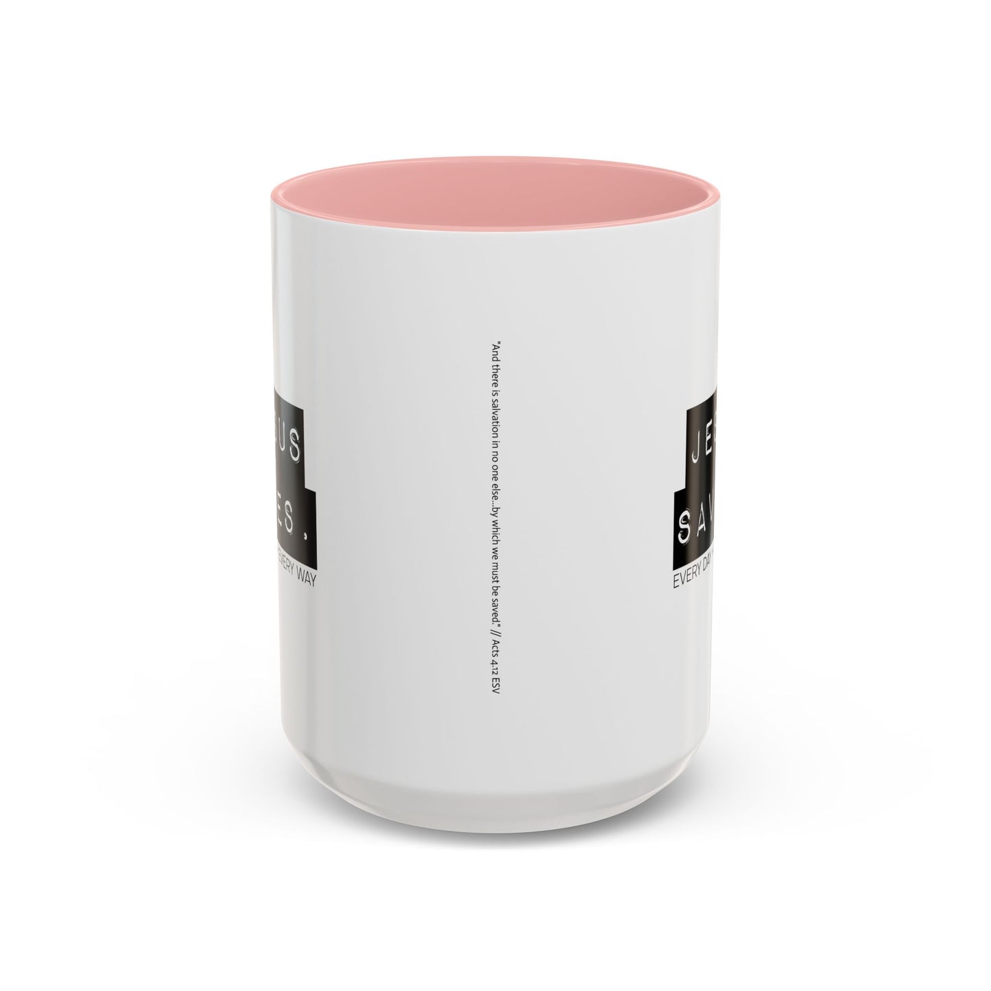 Jesus Saves Accent Coffee Mug — Inspirational Christian Coffee Cup (11/15oz)