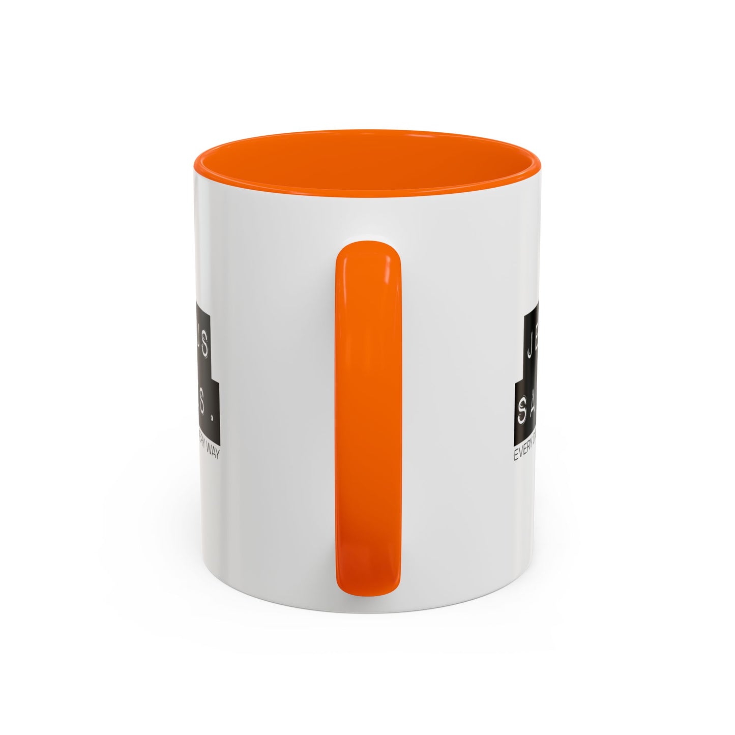 Jesus Saves Accent Coffee Mug — Inspirational Christian Coffee Cup (11/15oz)