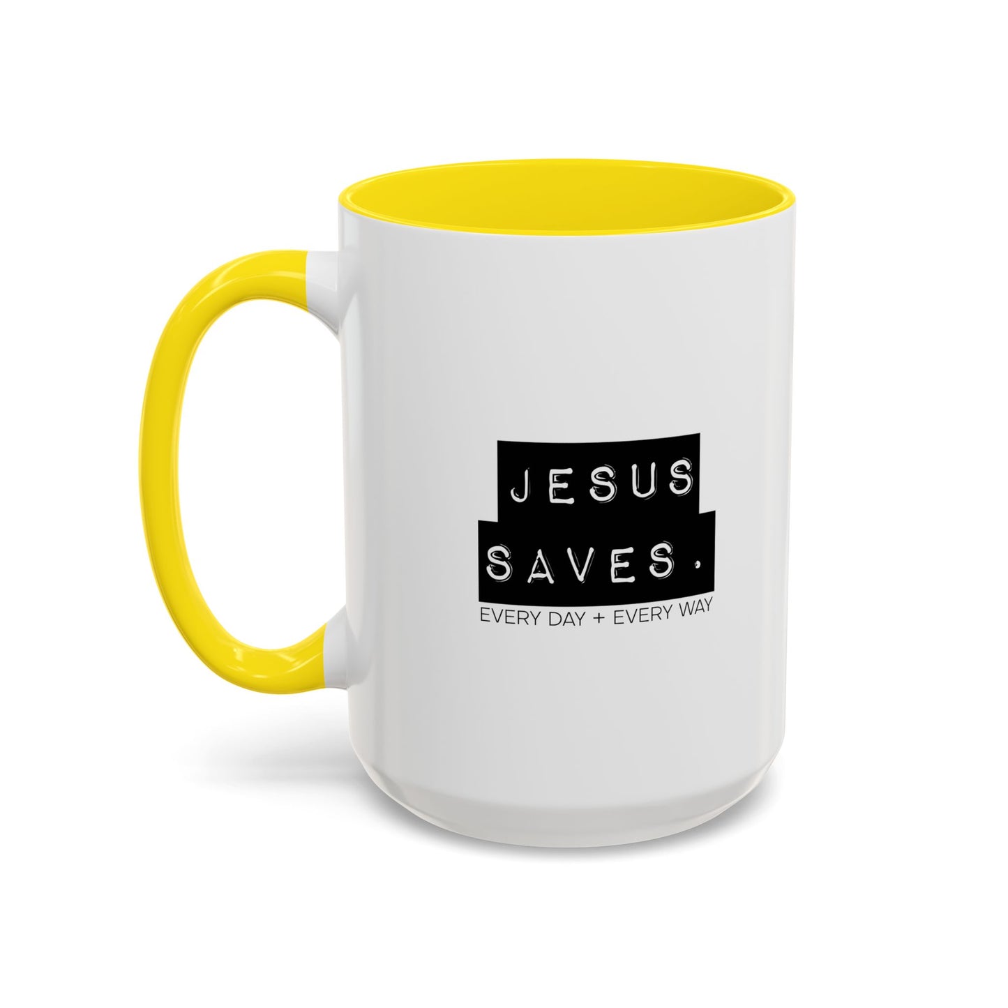Jesus Saves Accent Coffee Mug — Inspirational Christian Coffee Cup (11/15oz)