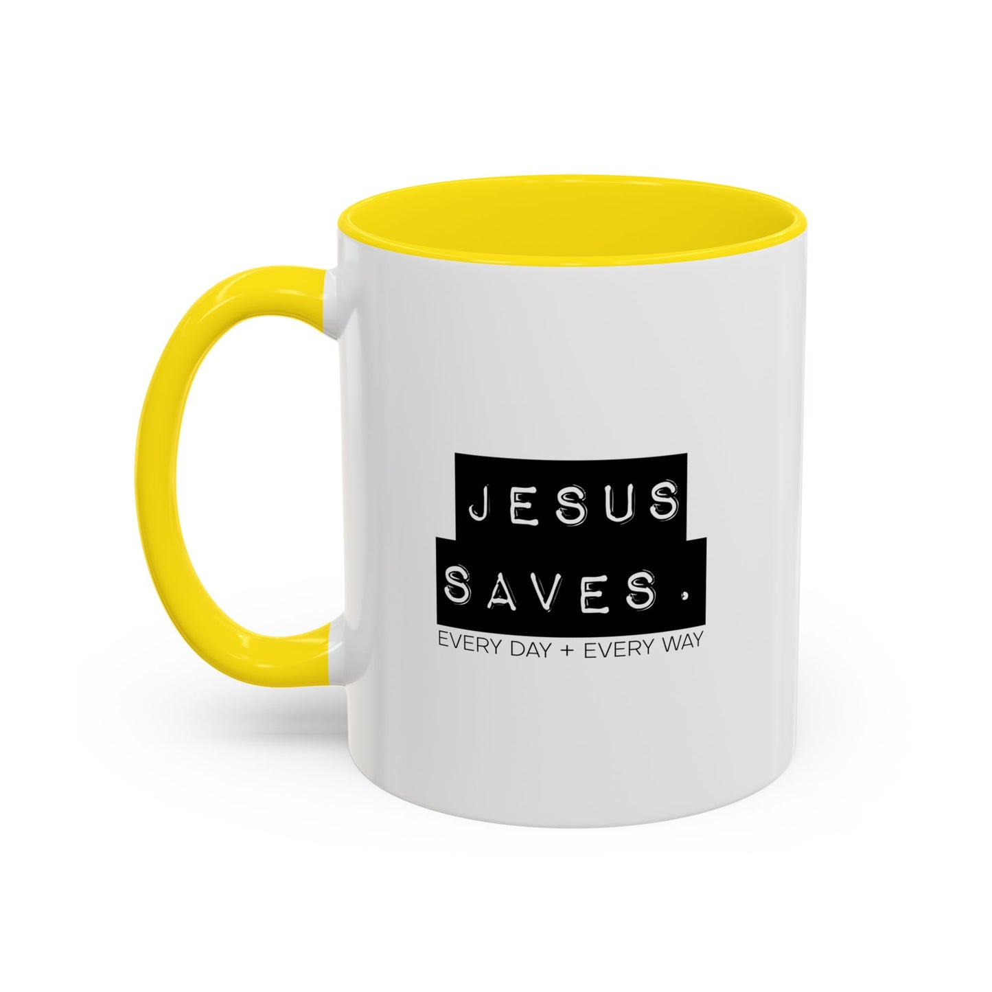 Jesus Saves Accent Coffee Mug — Inspirational Christian Coffee Cup (11/15oz)