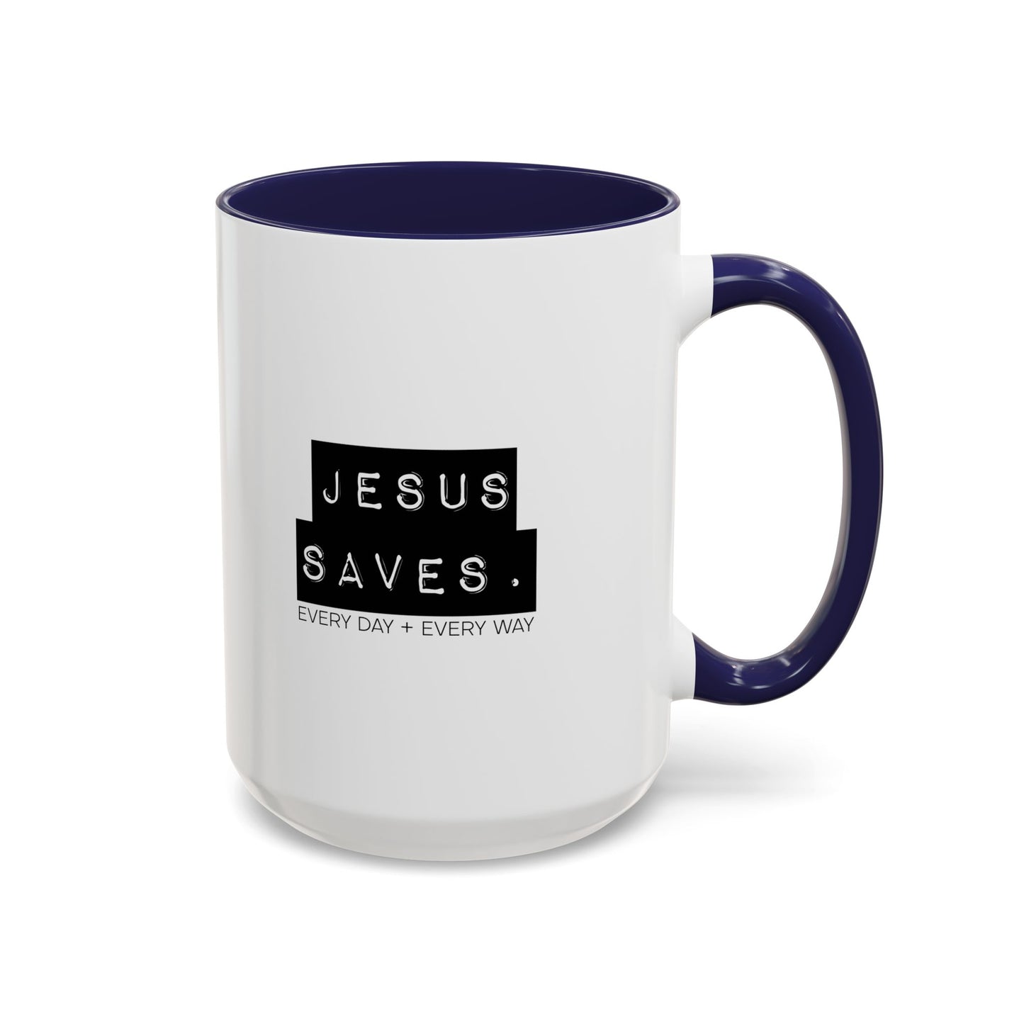 Jesus Saves Accent Coffee Mug — Inspirational Christian Coffee Cup (11/15oz)