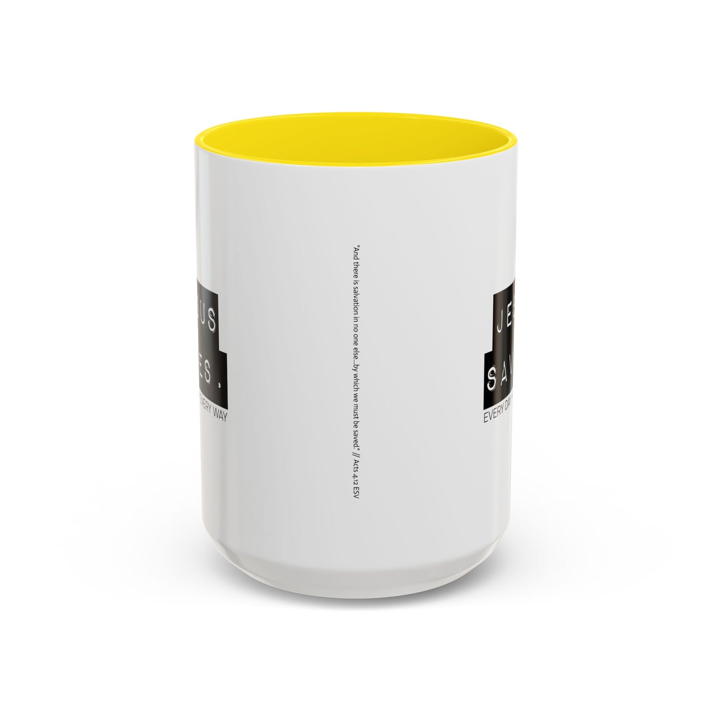 Jesus Saves Accent Coffee Mug — Inspirational Christian Coffee Cup (11/15oz)