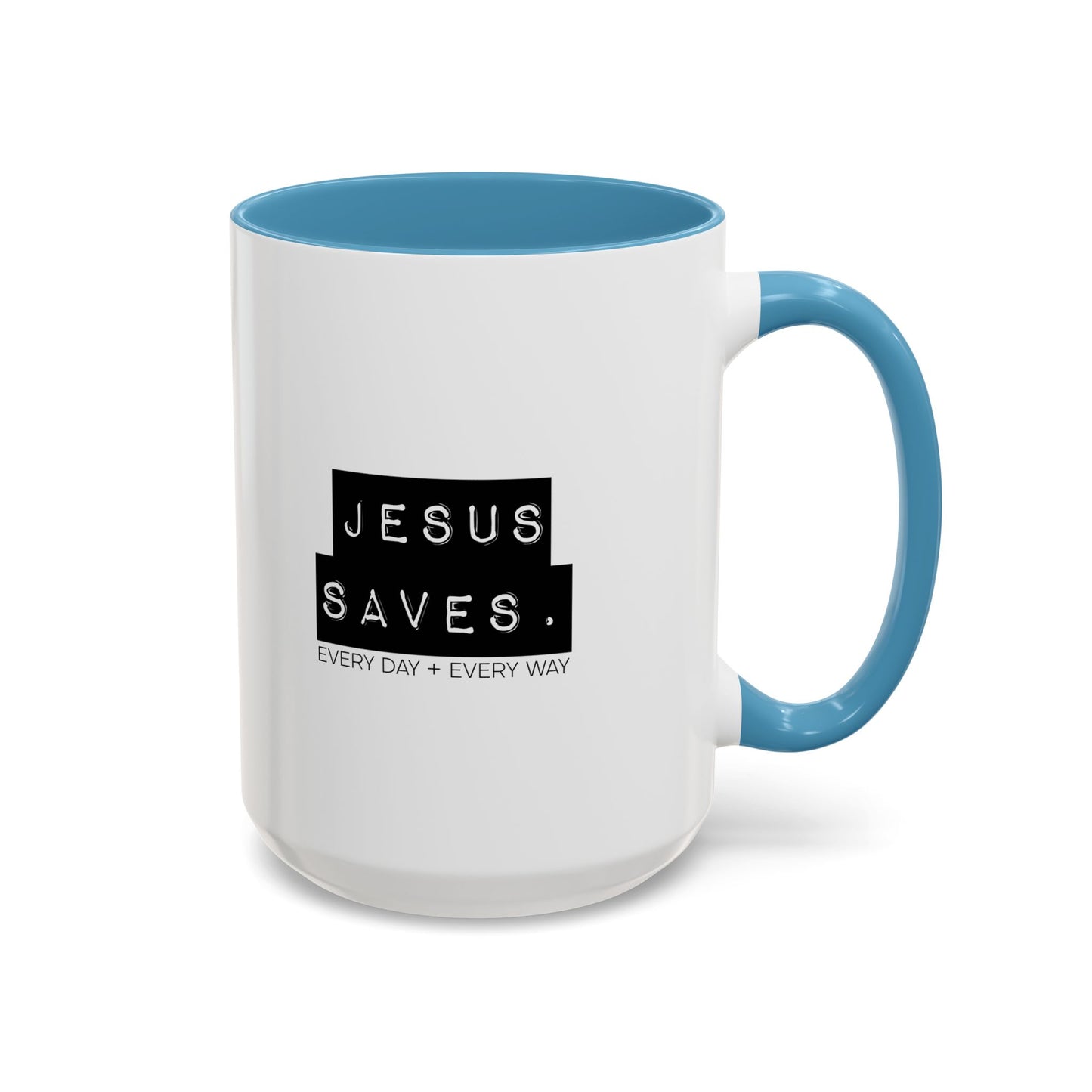 Jesus Saves Accent Coffee Mug — Inspirational Christian Coffee Cup (11/15oz)