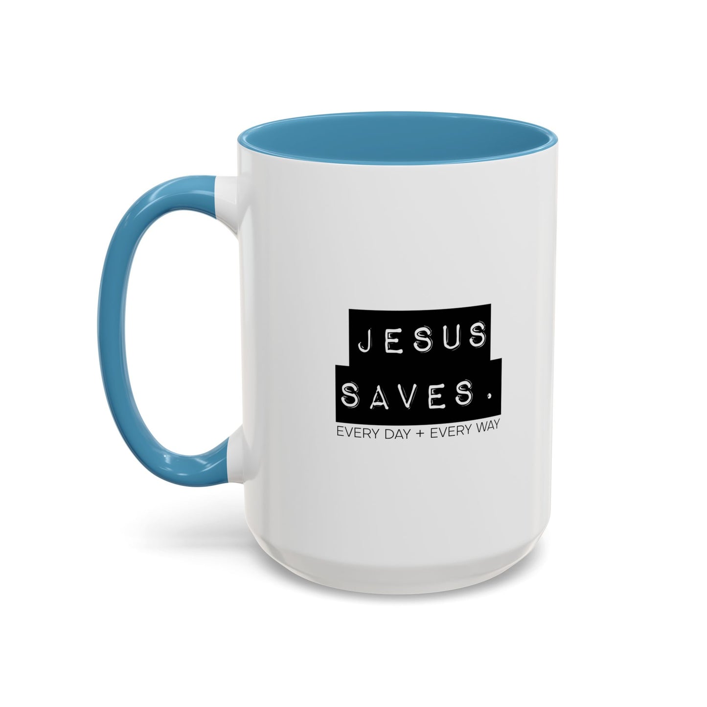 Jesus Saves Accent Coffee Mug — Inspirational Christian Coffee Cup (11/15oz)