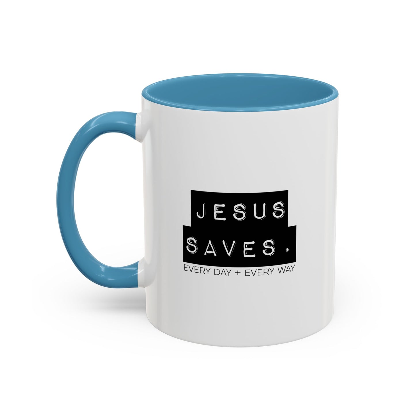 Jesus Saves Accent Coffee Mug — Inspirational Christian Coffee Cup (11/15oz)