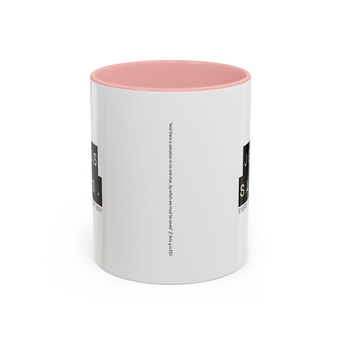 Jesus Saves Accent Coffee Mug — Inspirational Christian Coffee Cup (11/15oz)