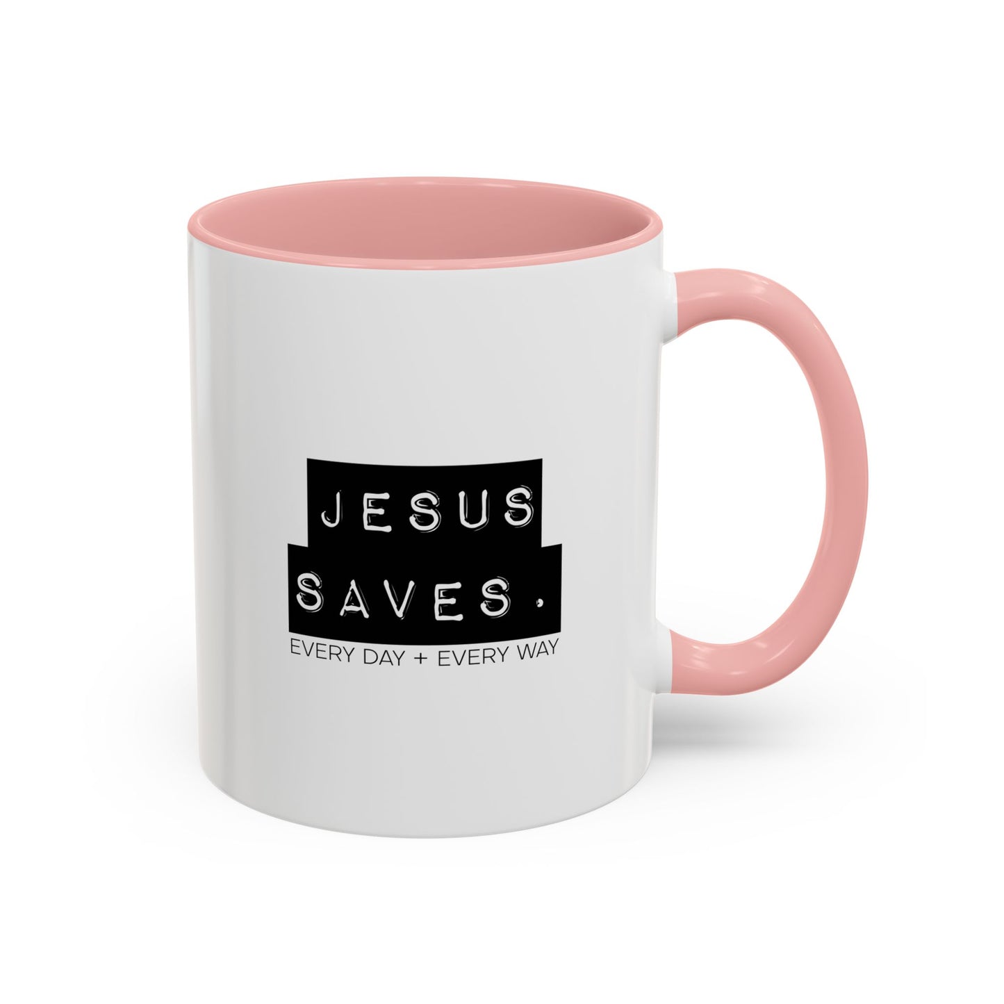 Jesus Saves Accent Coffee Mug — Inspirational Christian Coffee Cup (11/15oz)