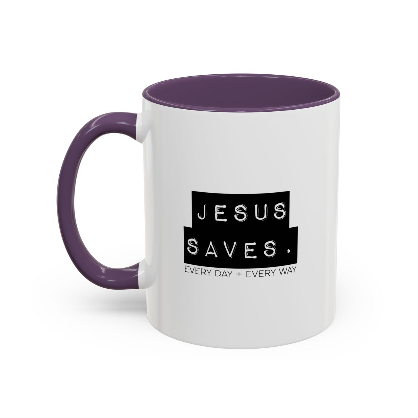 Jesus Saves Accent Coffee Mug — Inspirational Christian Coffee Cup (11/15oz)