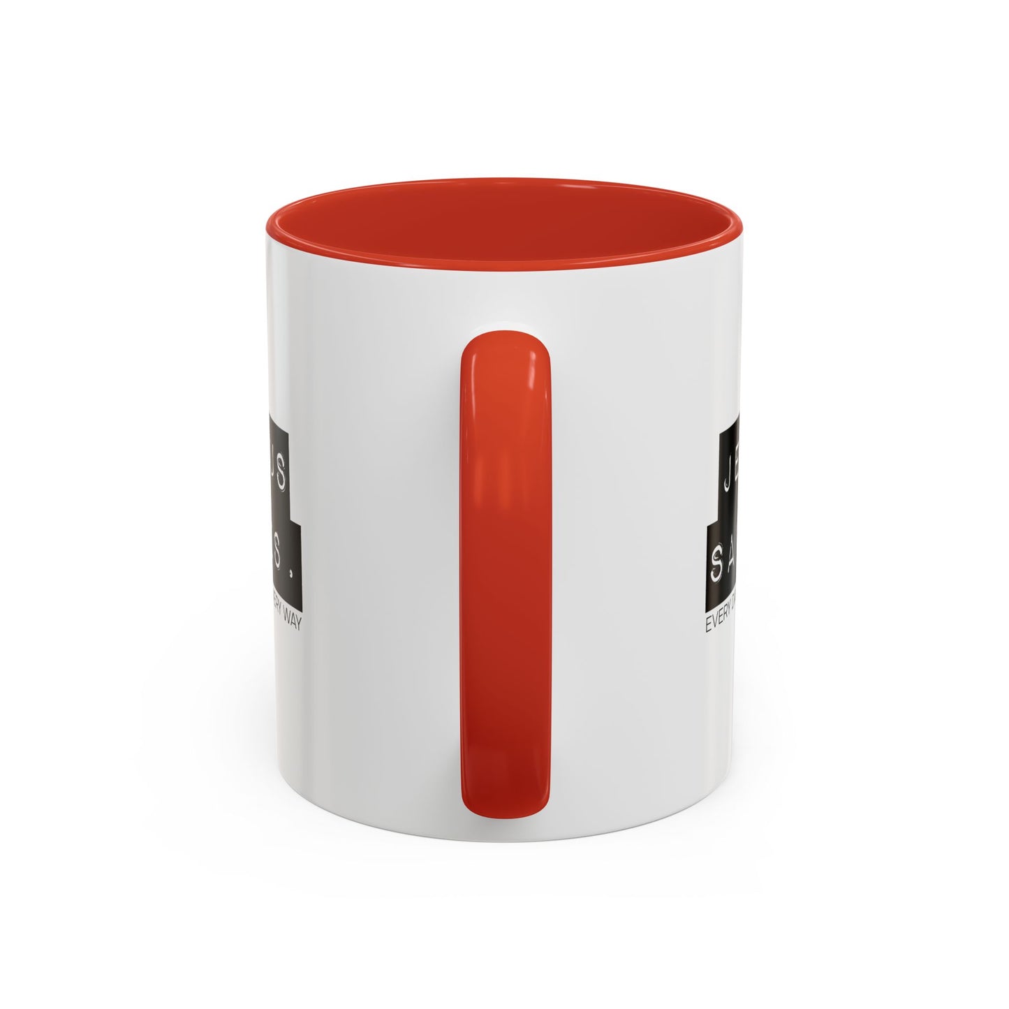 Jesus Saves Accent Coffee Mug — Inspirational Christian Coffee Cup (11/15oz)