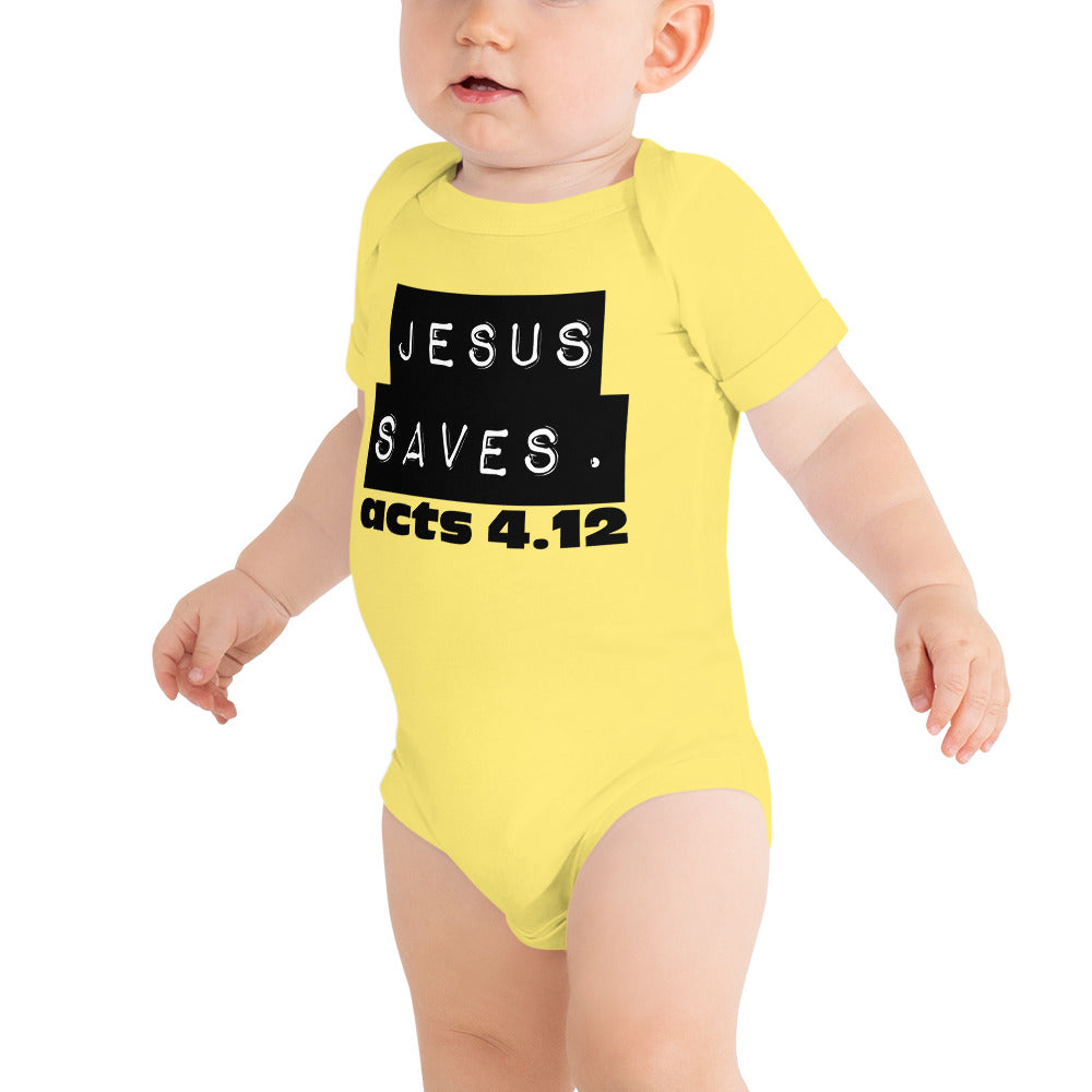 Jesus Saves. Baby short sleeve one piece