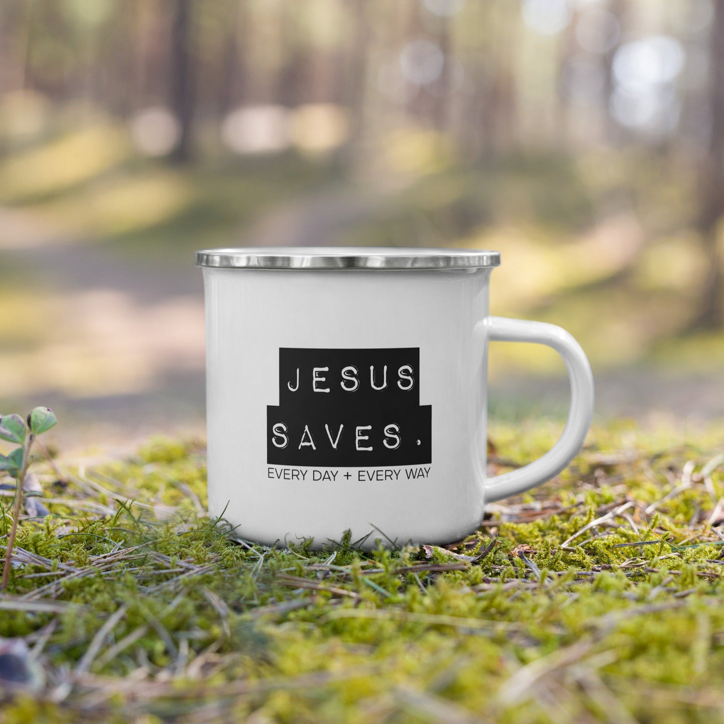 Jesus Saves. Enamel Mug