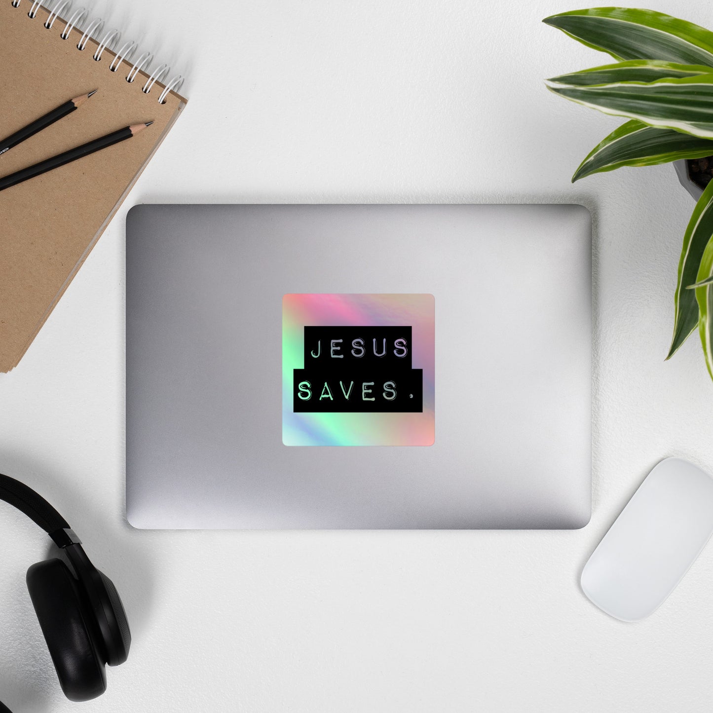 Jesus Saves. Holographic Sticker