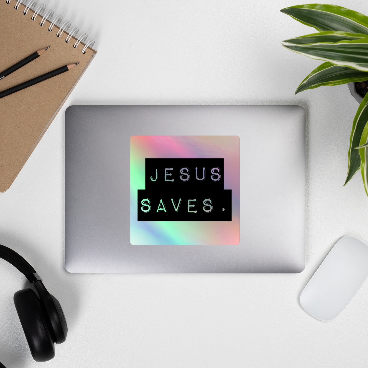 Jesus Saves. Holographic Sticker