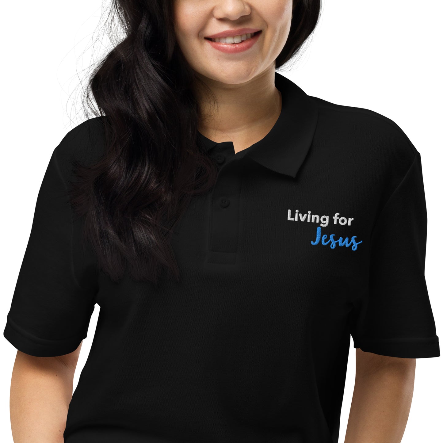Living for Jesus (Dark) Unisex pique polo shirt