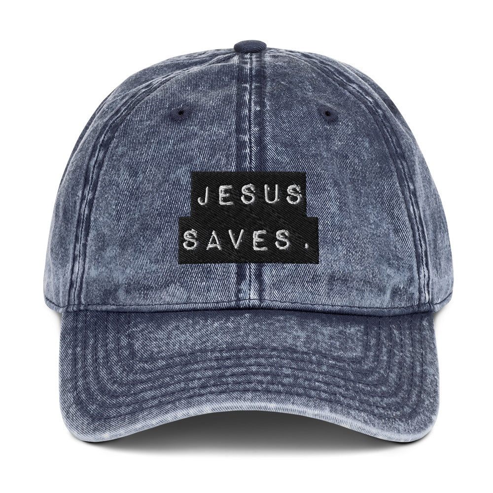 Jesus Saves. Coffee Company Vintage Cotton Twill Cap