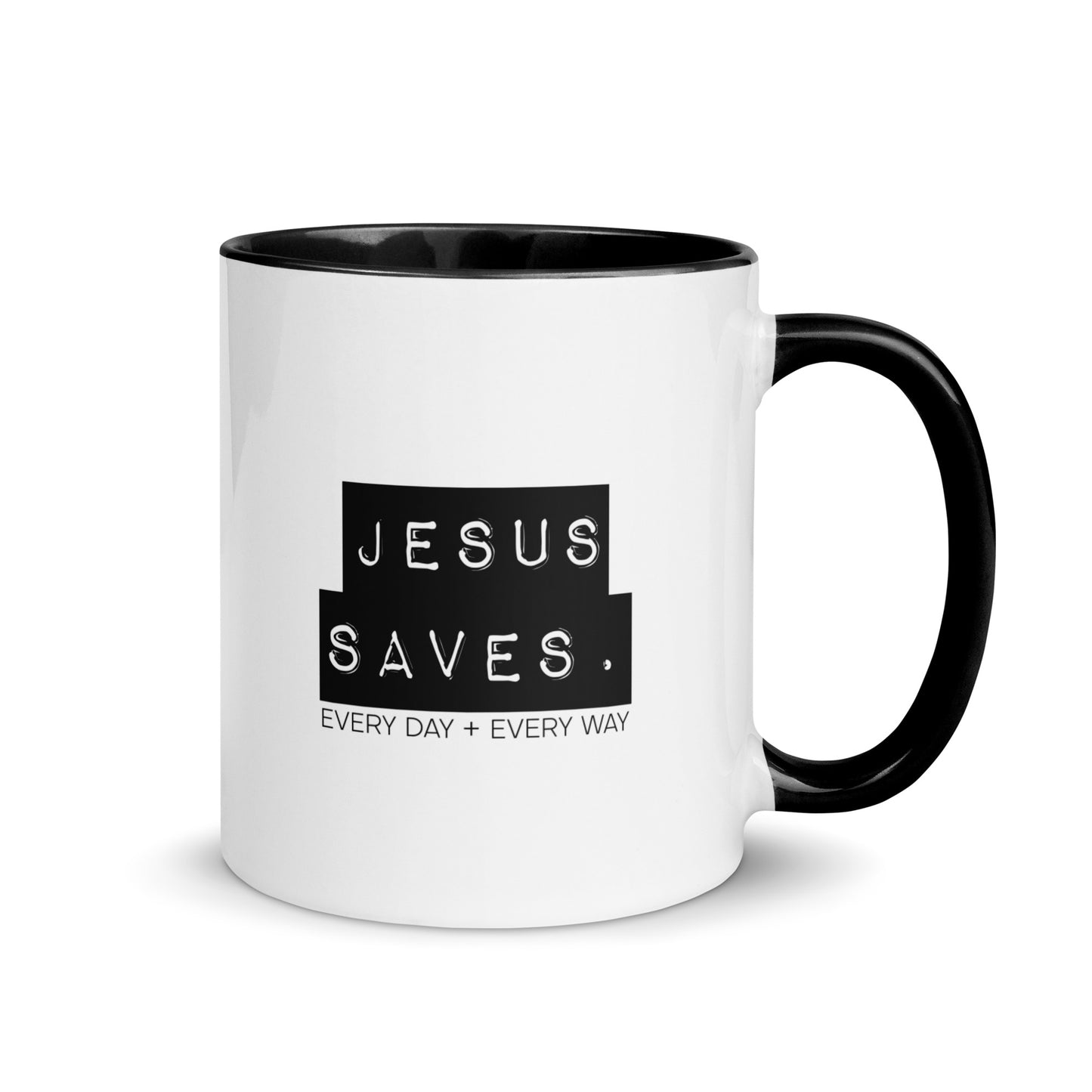 Jesus Saves. Mug w/ Color Inside