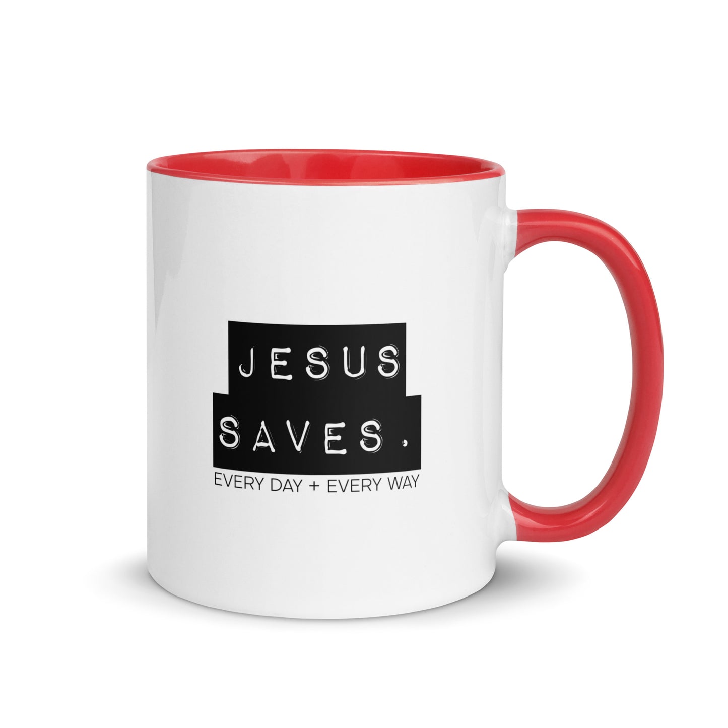 Jesus Saves. Mug w/ Color Inside