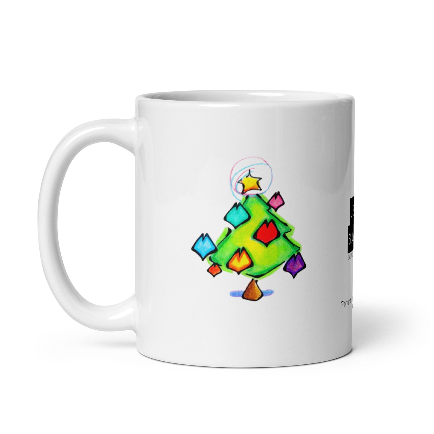 Christmas Tree of Hearts White glossy mug
