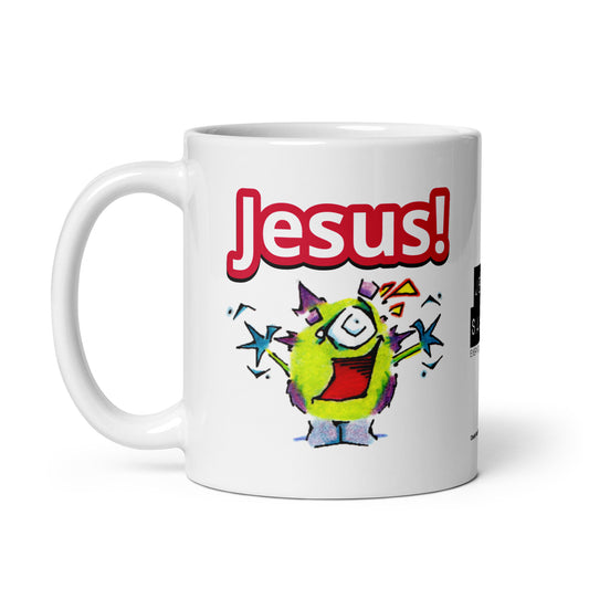 Jesus and Coffee! Charlie Monster White glossy mug