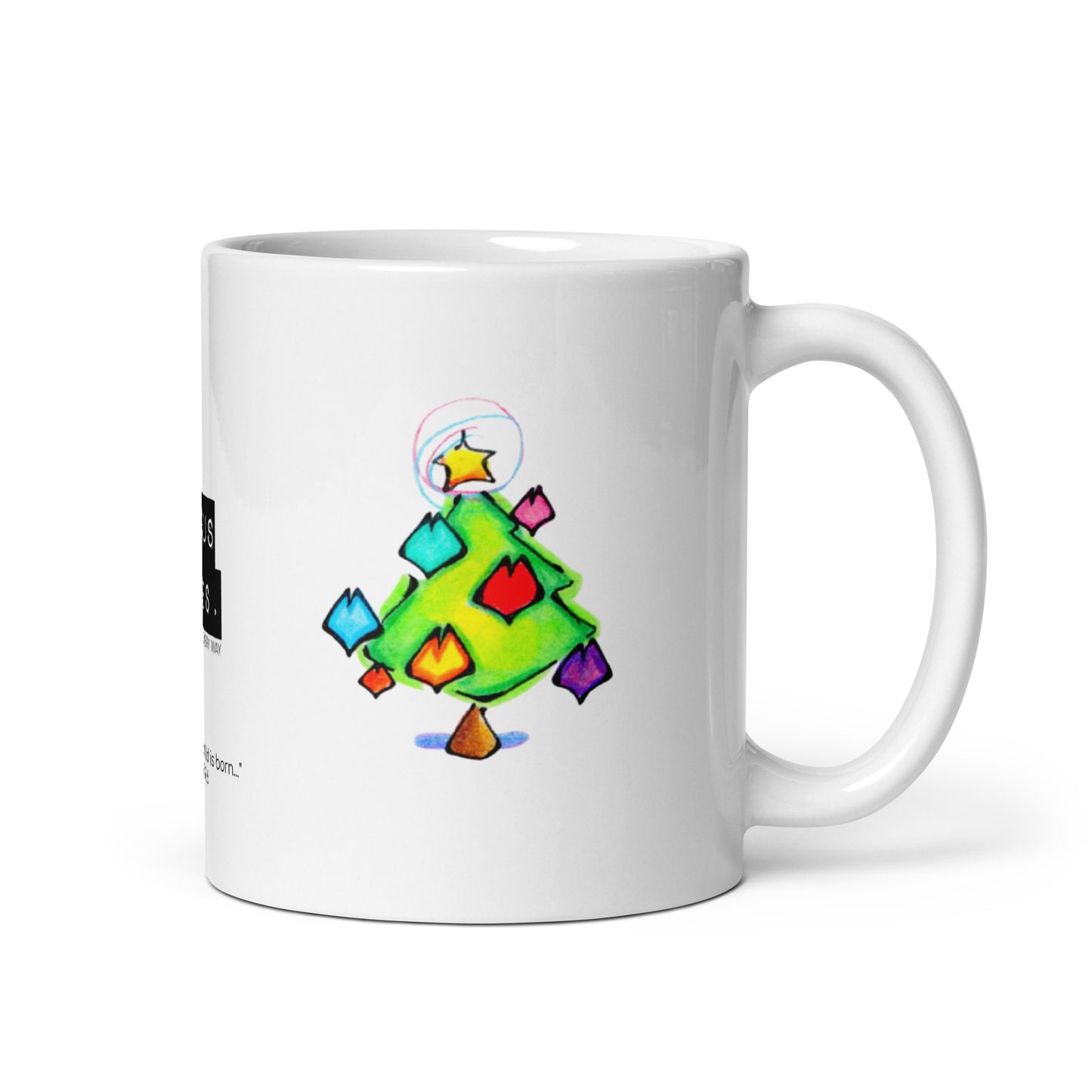 Christmas Tree of Hearts White glossy mug