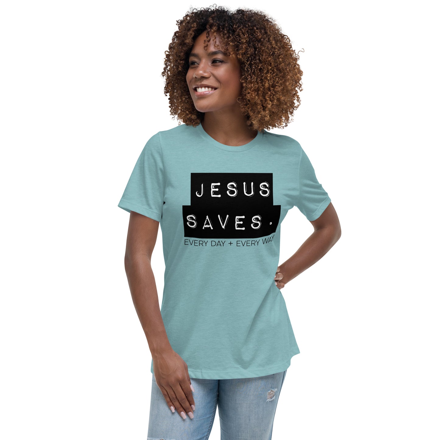 Jesus Saves. Women's Relaxed T-Shirt