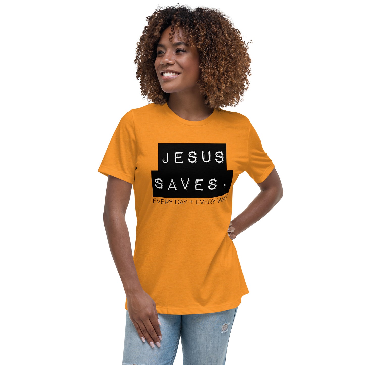 Jesus Saves. Women's Relaxed T-Shirt