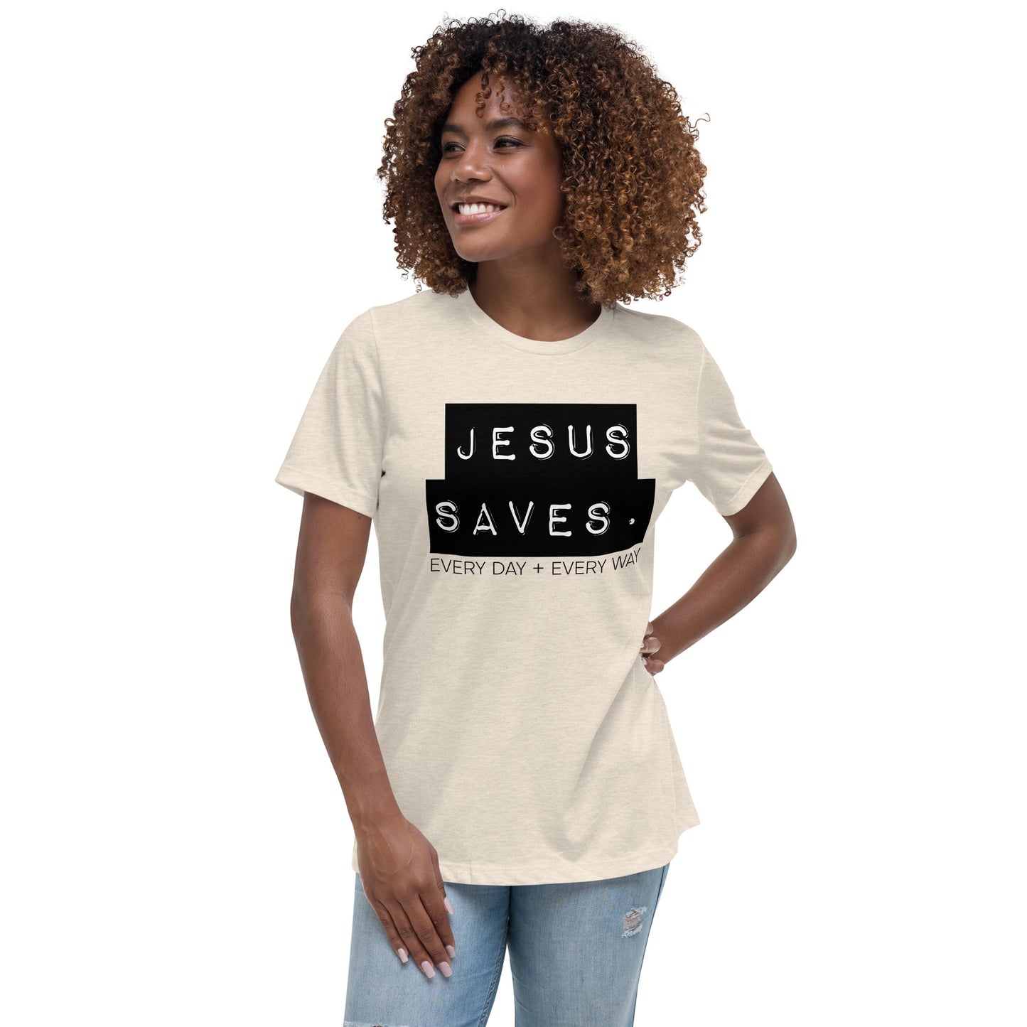 Jesus Saves. Women's Relaxed T-Shirt